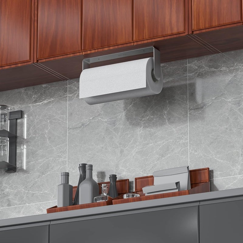 Mbillion Kitchen Paper Towel Holder Under Cabinet Wall Mount and Self-Adhesive Paper Towel Rack Premium Grade SUS304 Stainless Steel Brushed Silver, 2 Pack - Image 2